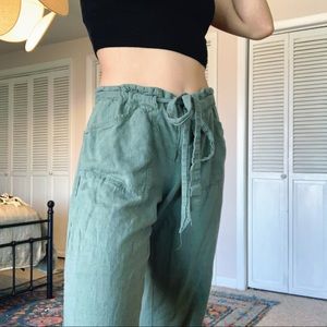 Army green high-waisted cloth pants